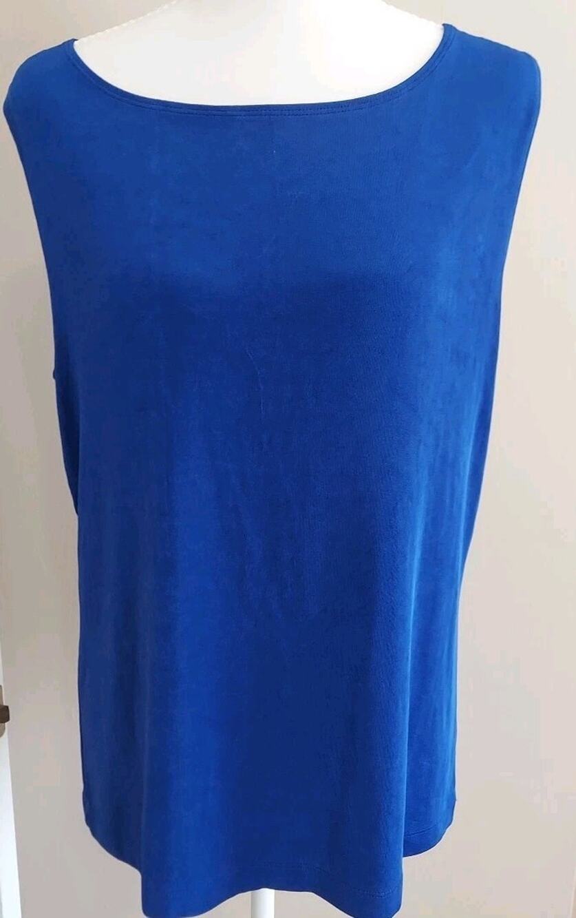 Chicos Travelers Tank Top Women's Size 3 (XL) Blue Knit Stretch Pullover Blouse
